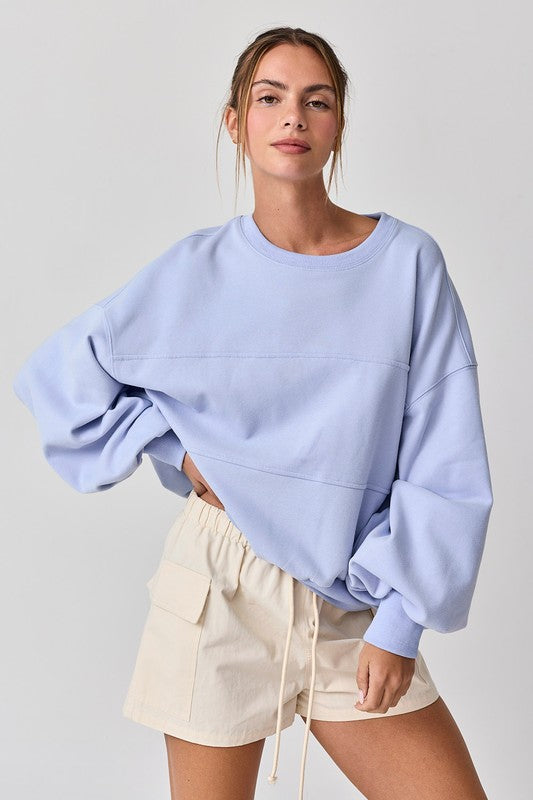 Blue Aubrey Washed Oversized Top