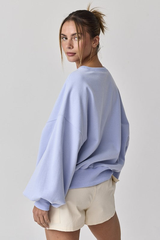 Blue Aubrey Washed Oversized Top