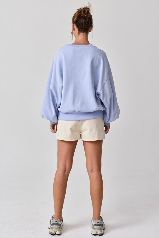 Blue Aubrey Washed Oversized Top