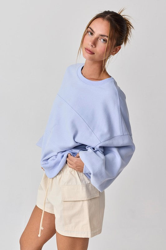 Blue Aubrey Washed Oversized Top