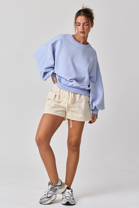 Blue Aubrey Washed Oversized Top