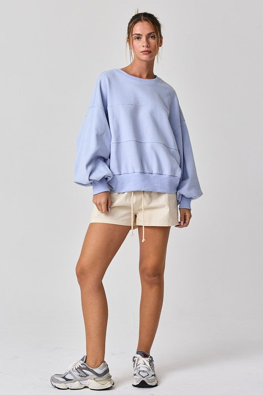 Blue Aubrey Washed Oversized Top