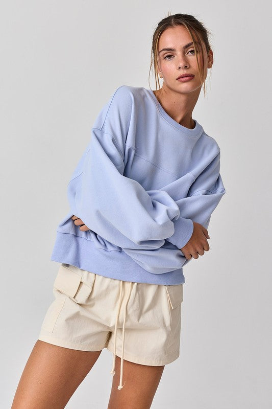 Blue Aubrey Washed Oversized Top