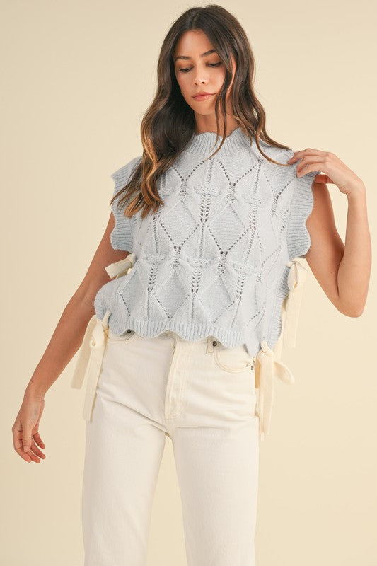 Light Blue Cable Knit Top