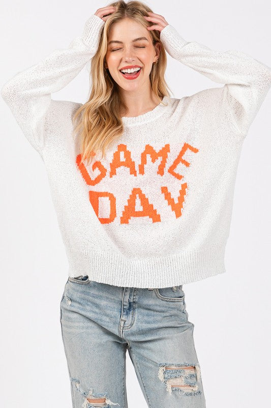 White/Orange Gameday Sweater