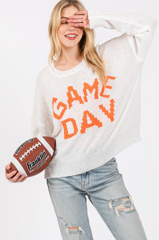 White/Orange Gameday Sweater