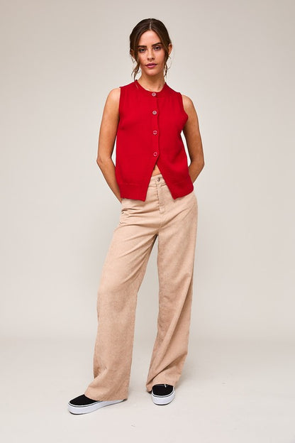 Red Button Down Sweater