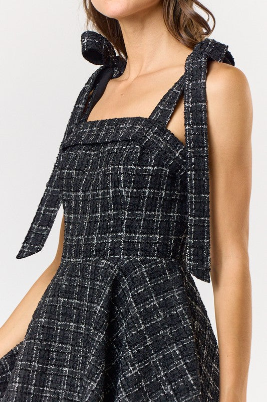 Black & White Tweed Mini Dress
