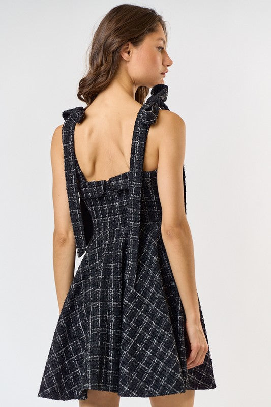 Black & White Tweed Mini Dress