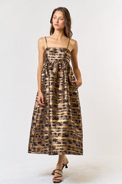 Jacquard A-Line Sleeveless Midi Dress