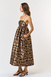Jacquard A-Line Sleeveless Midi Dress