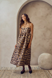 Jacquard A-Line Sleeveless Midi Dress