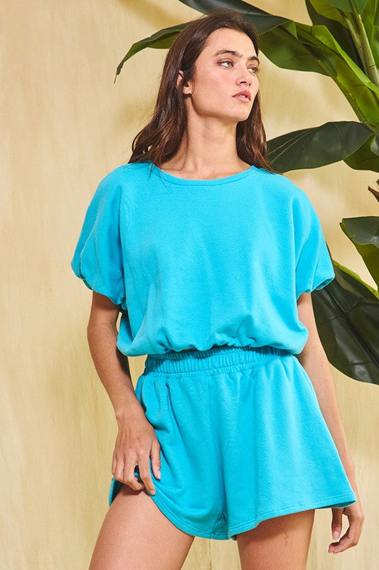 Blue Side Pocket Terry Shorts