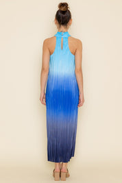 Blue Multi Pleated Maxi Dress