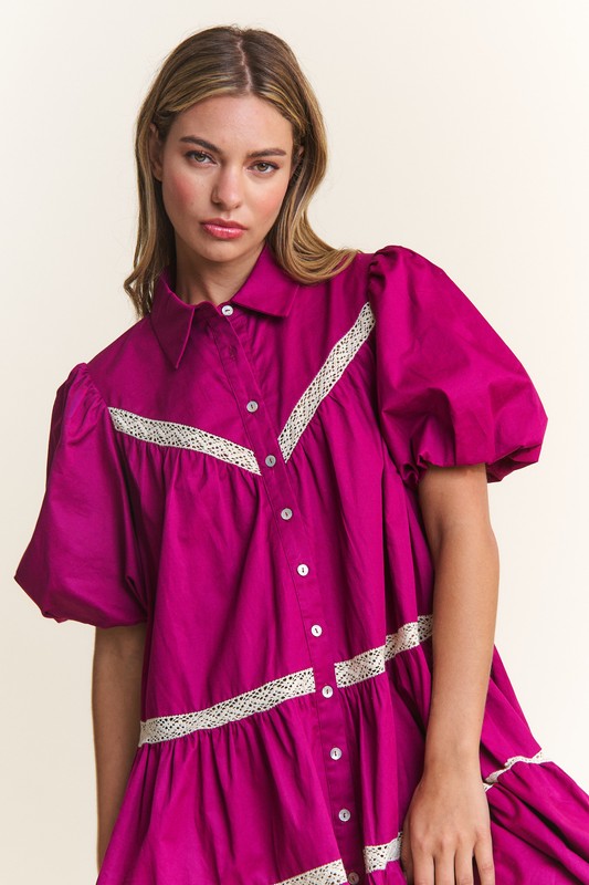 Magenta Babydoll Dress