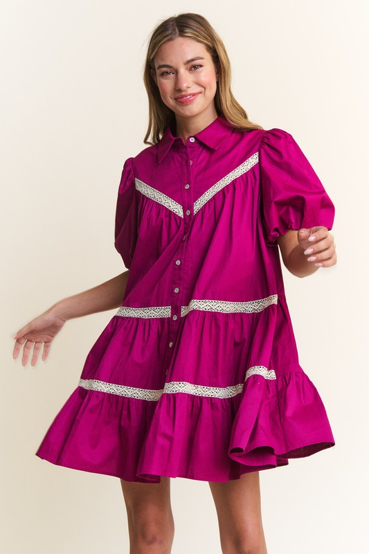 Magenta Babydoll Dress