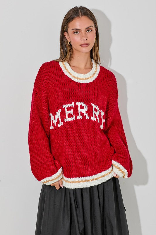 Red Merry Knit Sweater