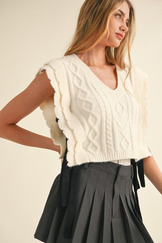 Cream Cable Knit Top