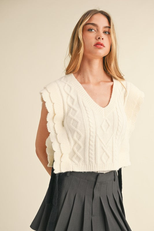 Cream Cable Knit Top