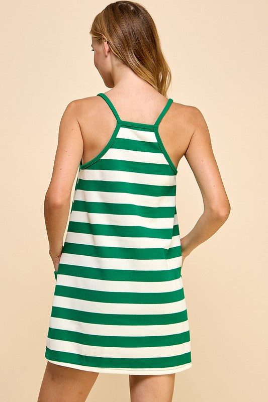 Green Striped Athletic Romper