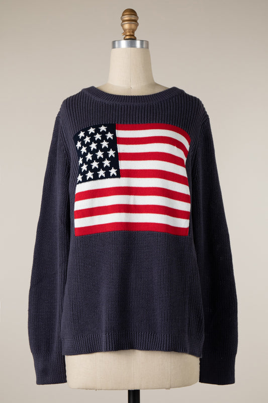 Navy Flag Knit Sweater