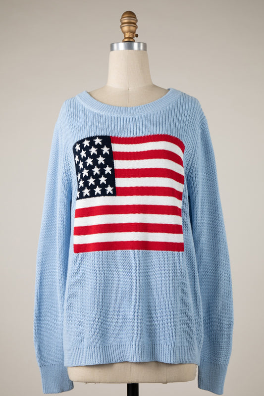 Blue Flag Knit Sweater