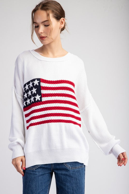 White American Flag Sweater