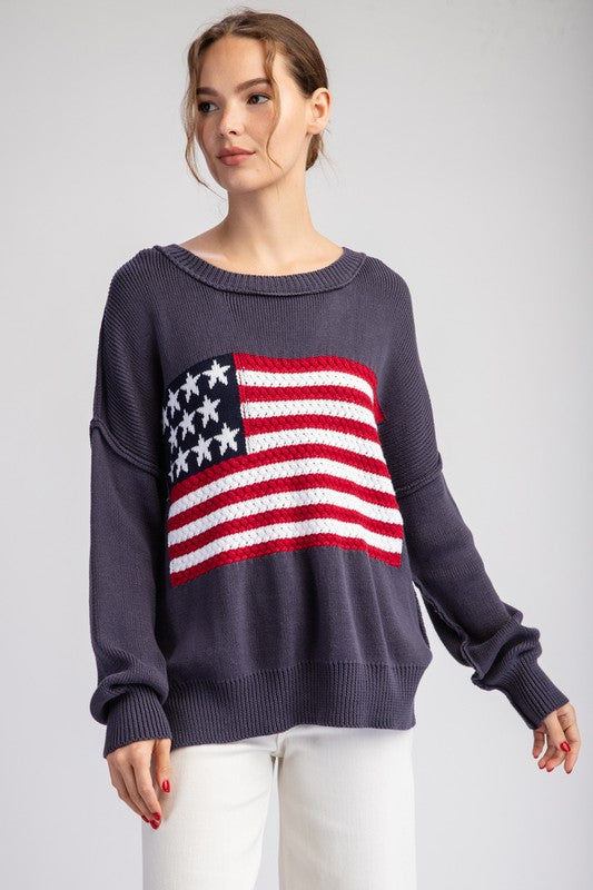 Navy American Flag Sweater