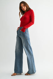 Patch Pocket Wide Leg Flare