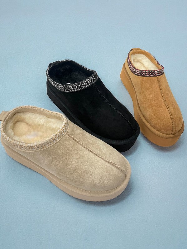 Tan Platform Slippers