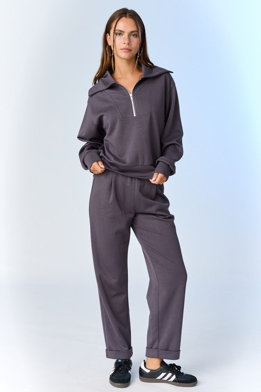 Charcoal Half Zip Pullover/Pants Set