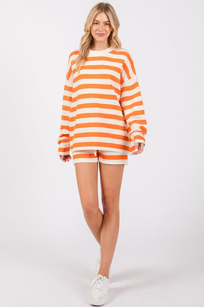 Orange & White Striped Long Sleeve Set
