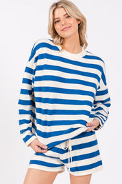 Blue & White Striped Long Sleeve Set