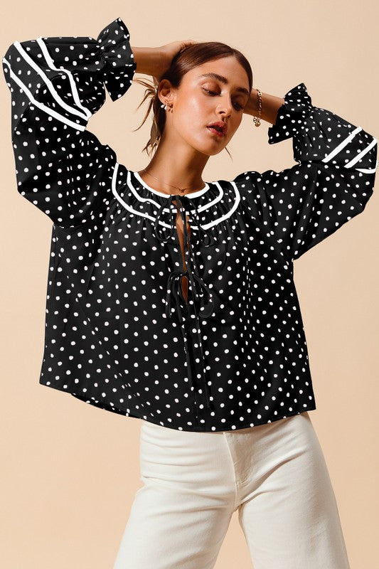 Black & Ivory Woven Blouse