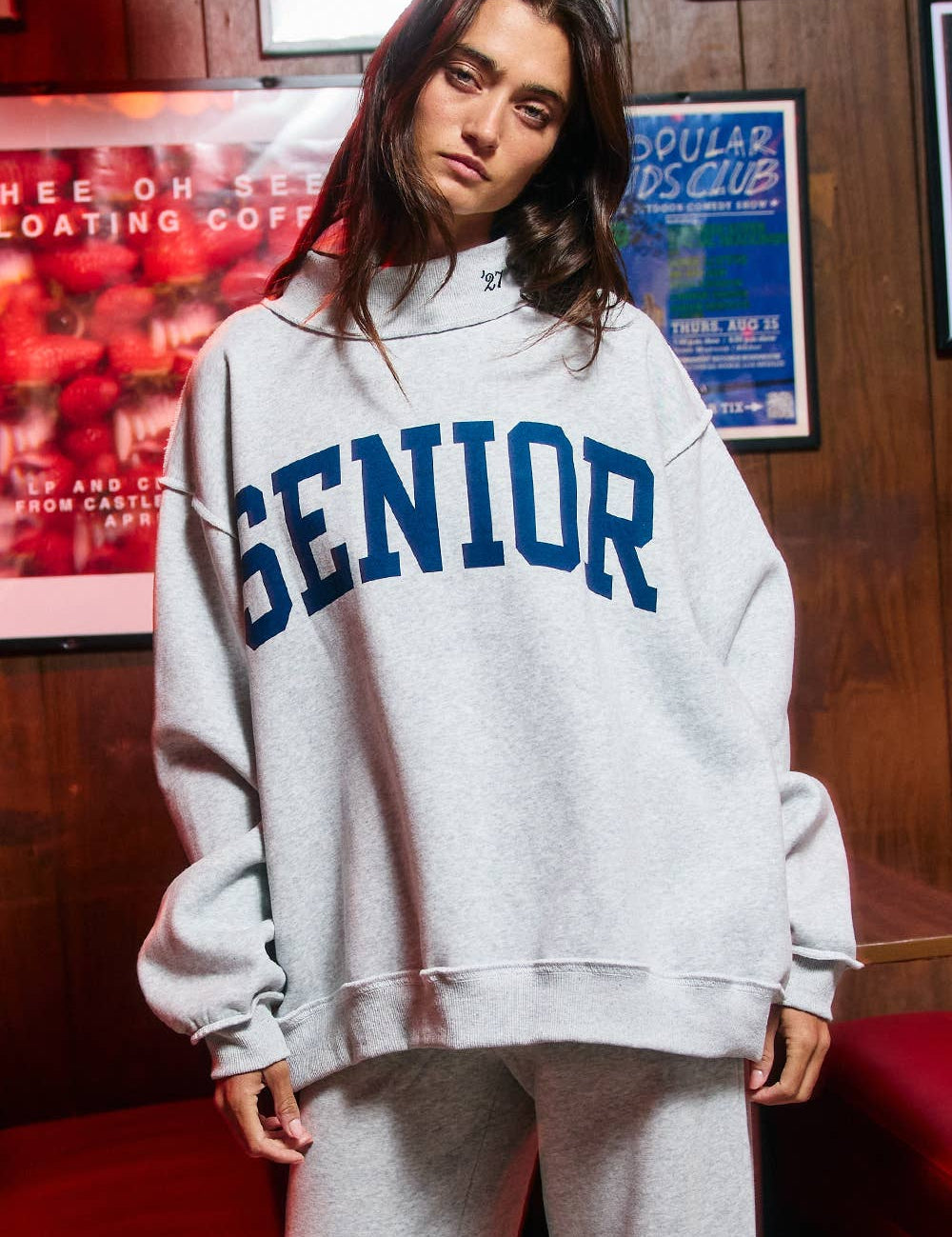 Gray Senior Mockneck Sweatshirt — mockneck and drop shoulder