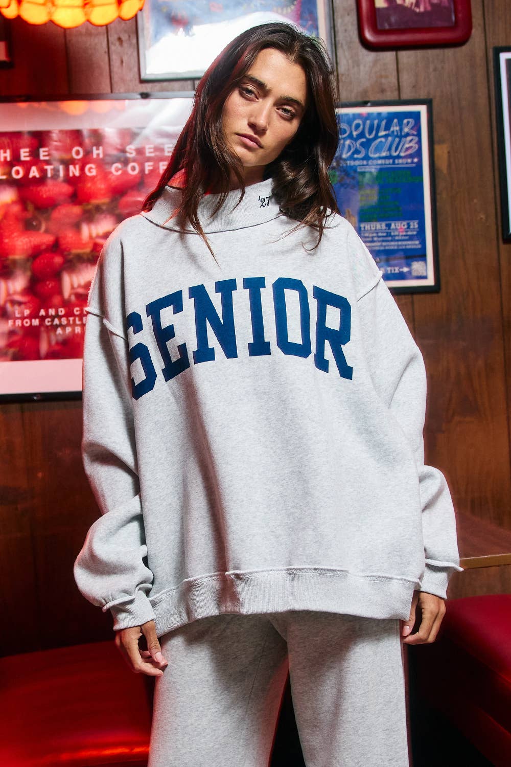 Gray Senior Mockneck Sweatshirt — mockneck and drop shoulder