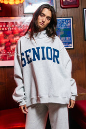 Gray Senior Mockneck Sweatshirt — mockneck and drop shoulder