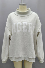 Gray Tigers Embroidered Mockneck