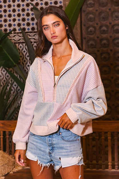 Funnel Neck Pastel Sweatshirt