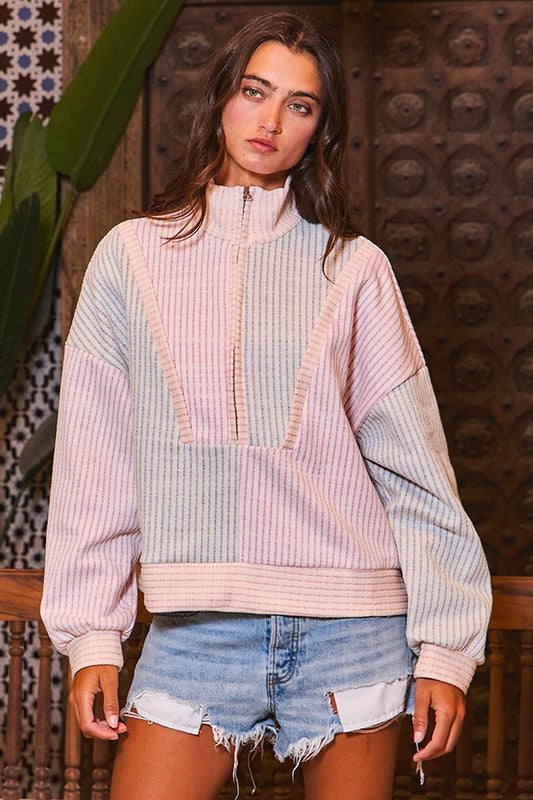 Funnel Neck Pastel Sweatshirt