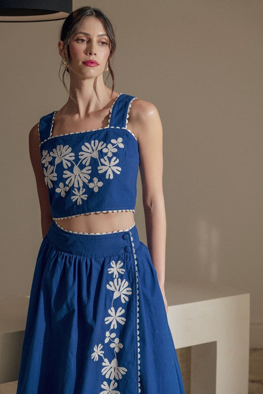 Blue Embroidered Set