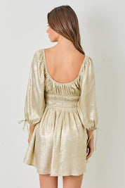 Gold Square Neck Mini Dress