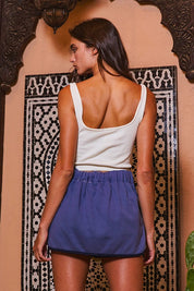 Denim Contrast Binding Mini Skort