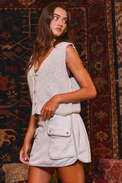 Ash Grey Contrast Binding Mini Skort