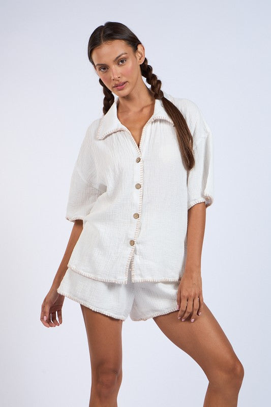 White button down set