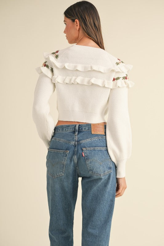 Off White Floral Sweater