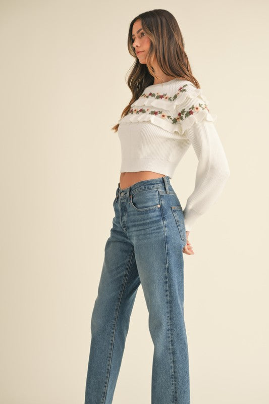 Off White Floral Sweater