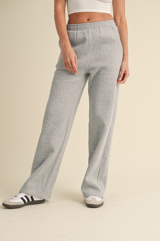 Cozy Grey Wide Leg Sweatpants