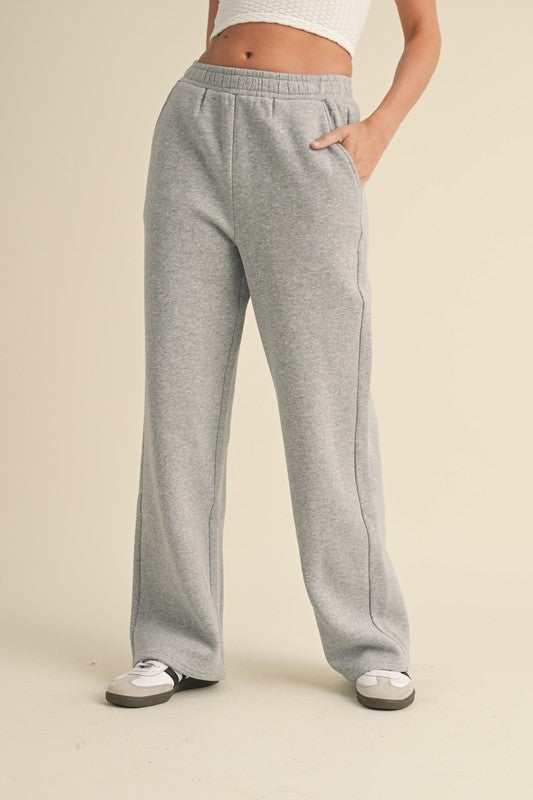 Cozy Grey Wide Leg Sweatpants