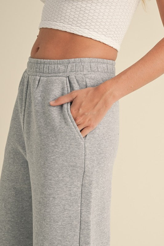 Cozy Grey Wide Leg Sweatpants